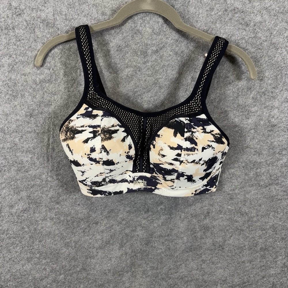 Panache Boundless Non-Wired Sports Bra Womens Size 32E Black Peach #7341